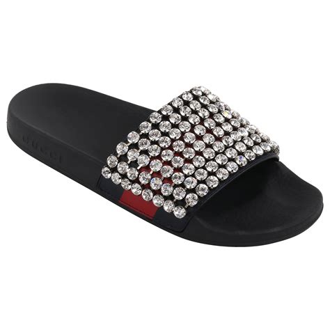 gucci embellished leather sandals|gucci crystal embellished sandals.